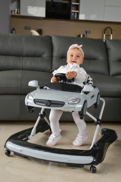Cabrio 2u1 dečija hodalica siva boja