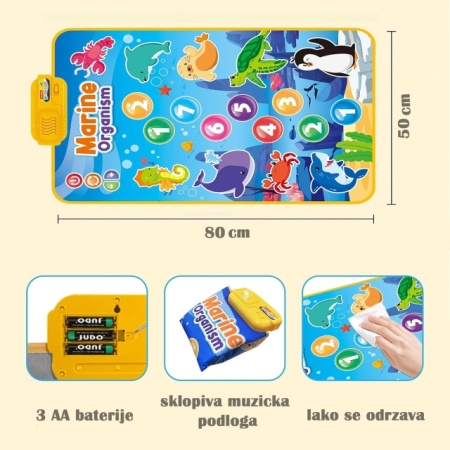 Edukativna podloga za igru sa muzikom Baby Toddler Mat Marine Organism
