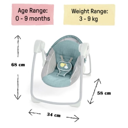 Ingenuity portable swing sa tendom - dimenzije