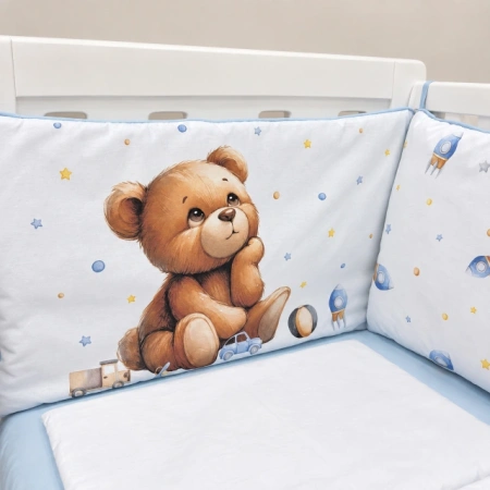 Plava pamučna posteljina za bebe sa MEDA dezenom