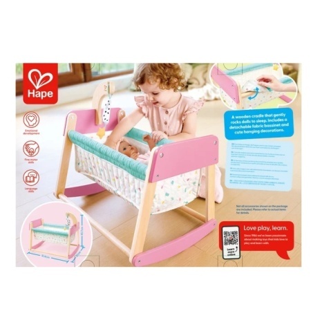 Hape drvena kolevka za lutku i plišane igračke