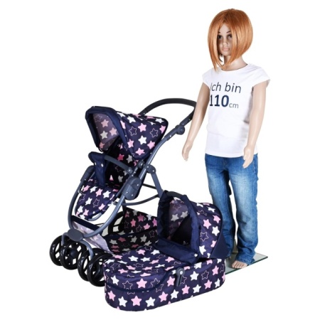 Knorr Toys Kolica za lutke Coco Star blue pink - veličina za decu