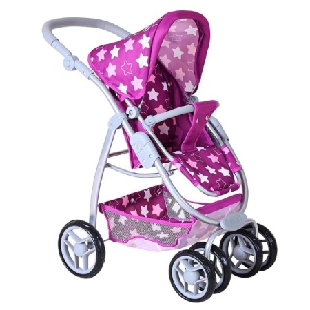 Knorr Toys COCO kolica za lutke Star Dark Pink - prednji izgled