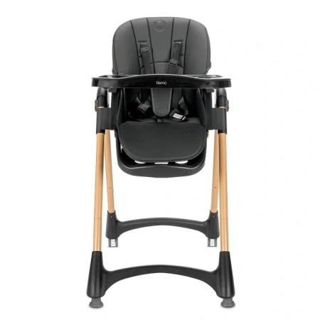 Lorelli REMO hranilica za bebe sa podesivim naslonom za leđa u Black Wooden Efect dezenu