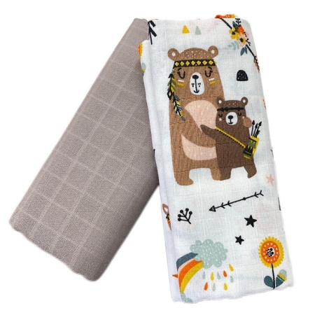 Deksi Muslin tetra pelene za bebe 2u1 Indijanci i Meda bež