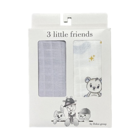Deksi Muslin tetra pelene za bebe 2u1 Teddy Bear