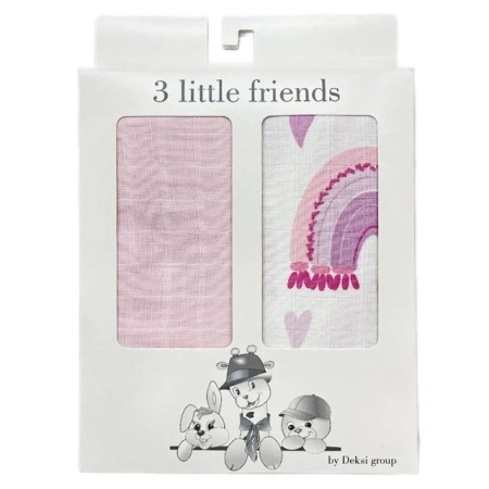 Deksi Muslin tetra pelene za bebe 2u1 Pink Rainbow