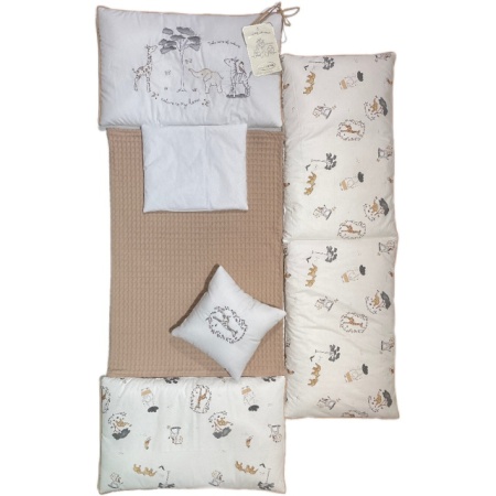 Posteljina za krevetac Safari Winter Bež set 7/1