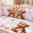 Roze pamučna posteljina za bebe sa MEDA dezenom