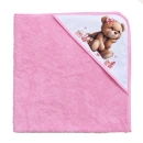 Peškir za bebe sa kapuljačom MEDA roze 100x100 cm