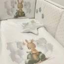 Deksi Posteljina za bebe 3 little friends Zeka na motoru Mint