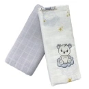 Muslin tetra pelene za bebe 2u1 Meda na mesecu sivo
