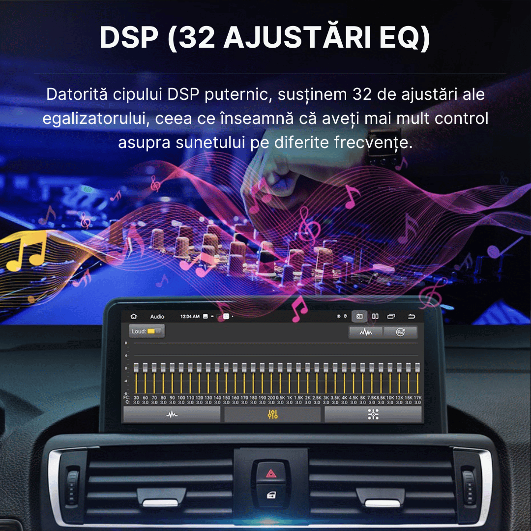 Navigație BMW cu DSP și 32 de ajustări EQ. Sunet personalizat, claritate excepțională și control total asupra frecvențelor