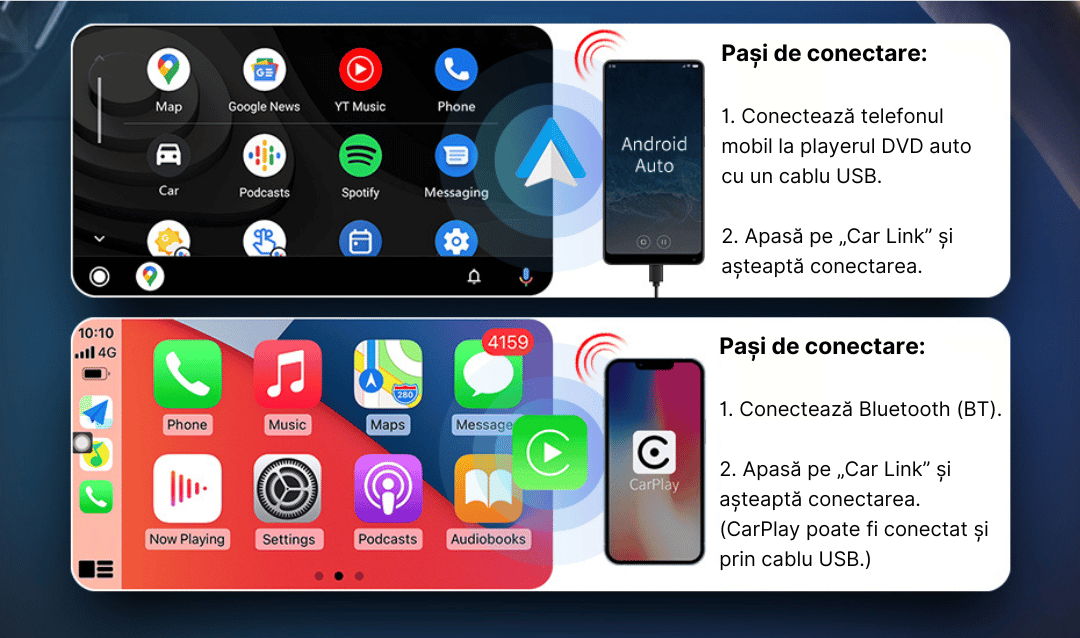 CarPlay si Android Auto Wireless