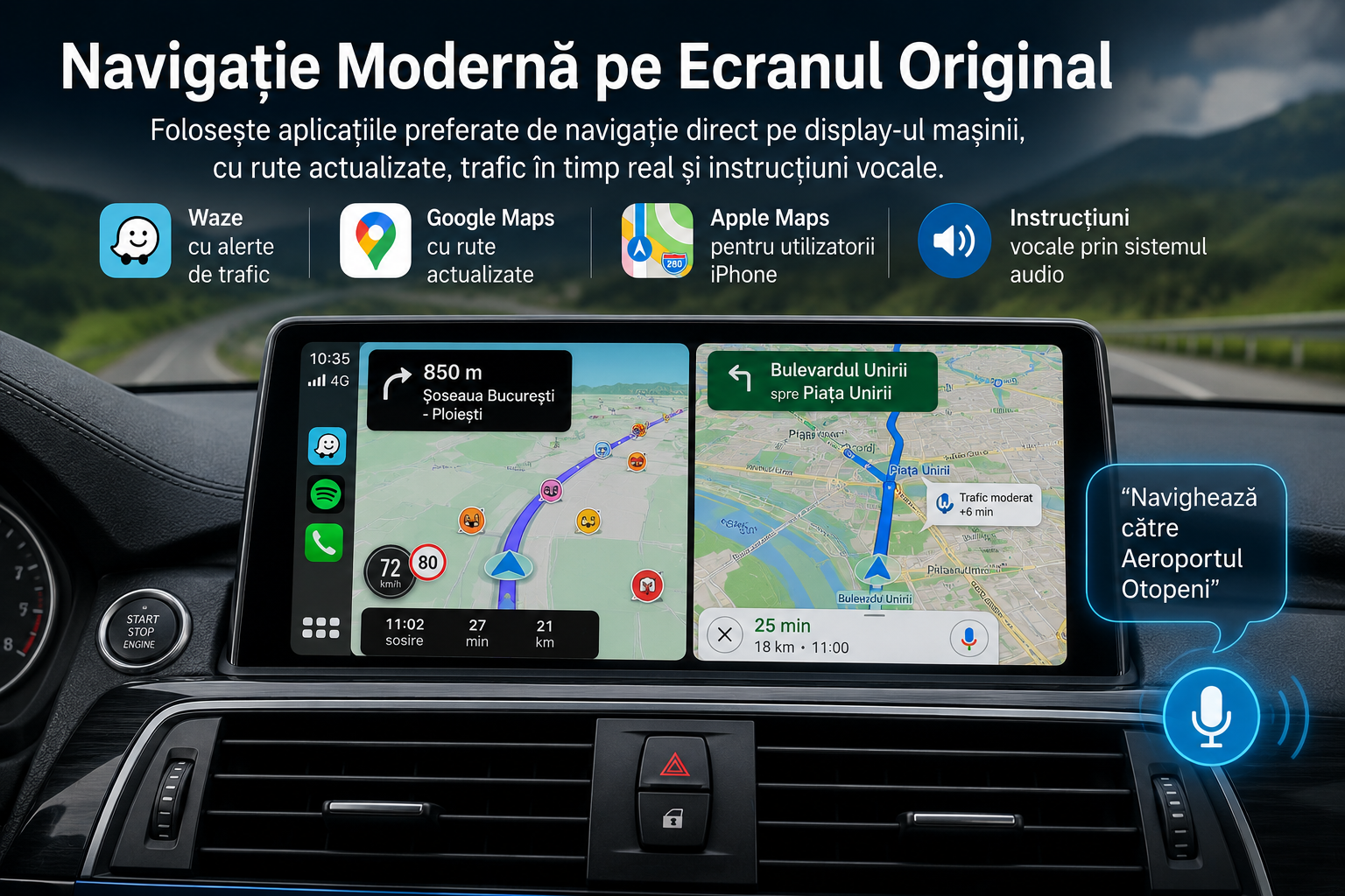 Navigatie Waze Google Maps Apple Maps BMW Seria 7 G11 G12 2015-2019 NBT EVO