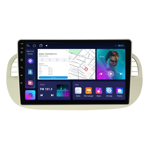 Navigatie Fiat 500 (2007-2015) cu Android, 2GB RAM, 32 GB, Ecran IPS 9" 1280 x 720, CarPlay & Android Auto, WiFi, Bluetooth, suport camera DVR