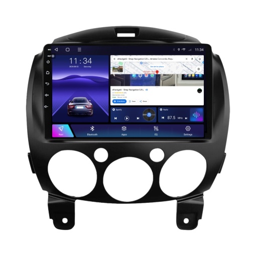 Navigatie Mazda 2 (2007-2014) cu Android, 4GB RAM, 64GB ROM, Ecran QLED 9" Touchscreen, CarPlay Wireless, DSP