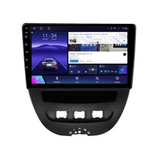 Navigatie Peugeot 107 (2005-2014) cu Android, 4GB RAM, 64GB ROM, Ecran QLED 10" Touchscreen, CarPlay Wireless, DSP