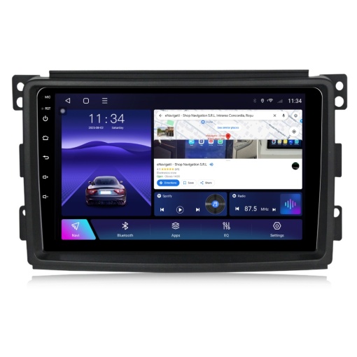 Navigatie Smart Fortwo (2007-2010) cu Android, 2GB RAM, 32GB ROM, Ecran 9" Touchscreen, CarPlay, SIM 4G