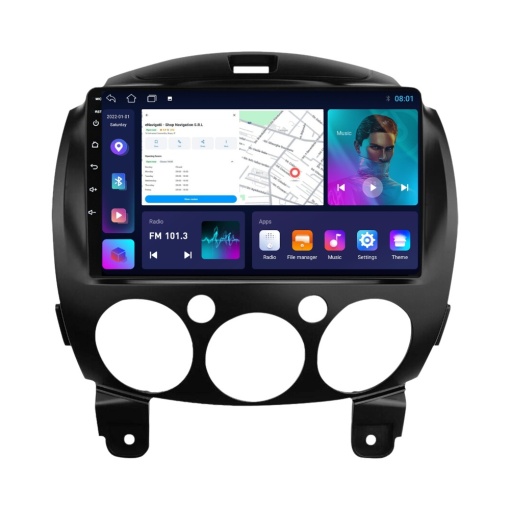 Navigatie Mazda 2 (2007-2014) cu Android, 1GB RAM, 16 GB, Ecran IPS 9" 1024 x 600, WiFi, Bluetooth, suport camera DVR