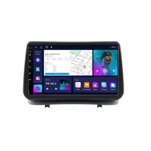 Navigatie Renault Clio 3 (2005-2012) cu Android, 1GB RAM, 16 GB, Ecran IPS 9" 1024 x 600, WiFi, Bluetooth, suport camera DVR