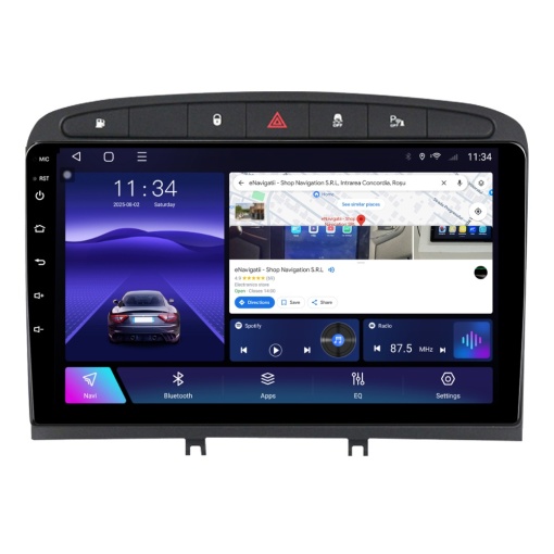 Navigatie Peugeot 308 I (2007-2013) cu Android, 6GB RAM, 128GB ROM, Ecran QLED 9" Touchscreen, CarPlay Wireless, DSP