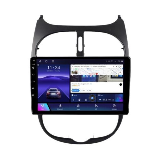 Navigatie Peugeot 206 (1998-2009) cu Android, 8GB RAM, 128GB ROM, Ecran QLED 9" Touchscreen, CarPlay Wireless, DSP Pro