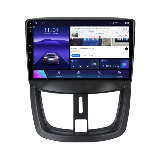 Navigatie Peugeot 206 (1998-2014) cu Android, 2GB RAM, 32GB ROM, Ecran 9" Touchscreen, CarPlay, SIM 4G