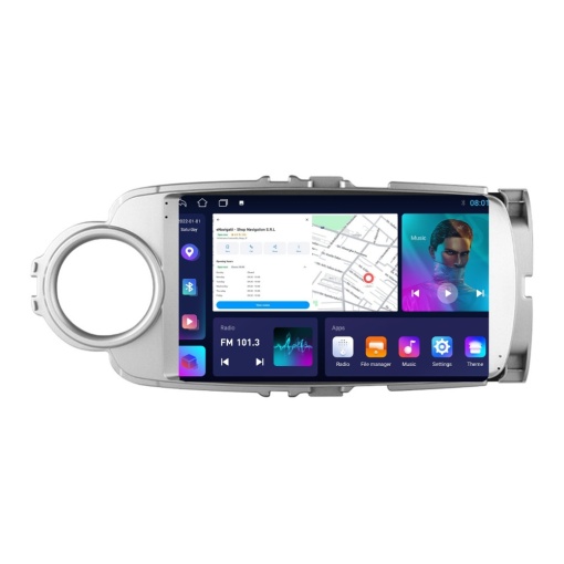 Navigatie Toyota Yaris P13 (2011-2020) - Gri cu Android, 2GB RAM, 32 GB, Ecran IPS 9" 1280 x 720, CarPlay & Android Auto, WiFi, Bluetooth, suport camera DVR