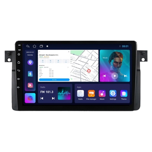 Navigatie BMW Seria 3 E46 (1997-2005) cu Android, 1GB RAM, 16 GB, Ecran IPS 9" 1024 x 600, WiFi, Bluetooth, suport camera DVR