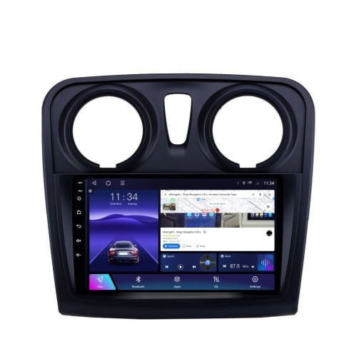 Navigatie Dacia Logan II (2012-2020) cu Android, 4GB RAM, 64GB ROM, Ecran QLED 9" Touchscreen, CarPlay Wireless, DSP