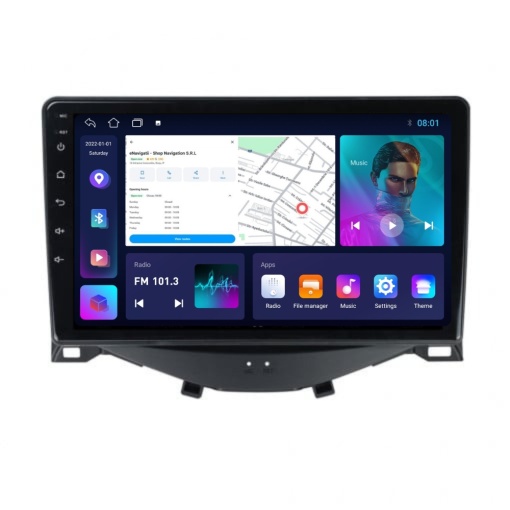 Navigatie Citroen C1 I (2014-2022) cu Android, 2GB RAM, 32 GB, Ecran IPS 9" 1280 x 720, CarPlay & Android Auto, WiFi, Bluetooth, suport camera DVR