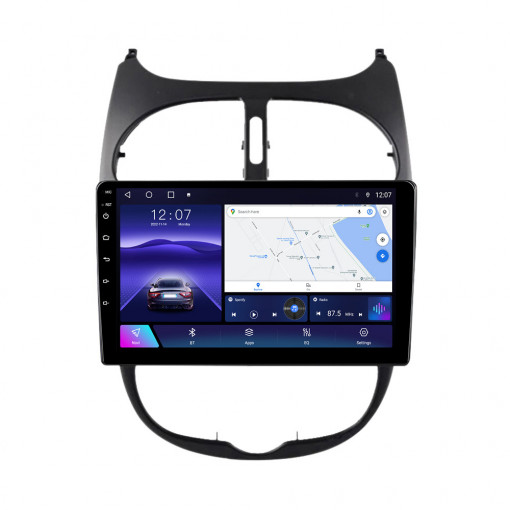 Navigatie PEUGEOT 206 2001-2008 9 inch 2 GB RAM + 32 GB ROM QLED 4 CORE CARPLAY COOLER