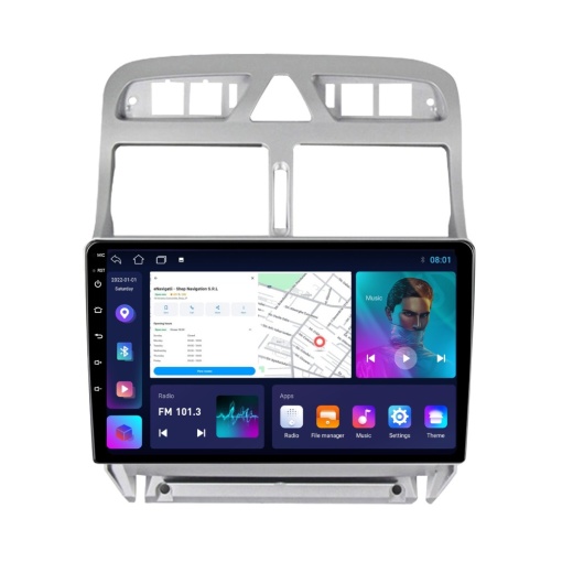 Navigatie Peugeot 307 (2000-2013) cu Android, 2GB RAM, 32 GB, Ecran IPS 9" 1280 x 720, CarPlay & Android Auto, WiFi, Bluetooth, suport camera DVR