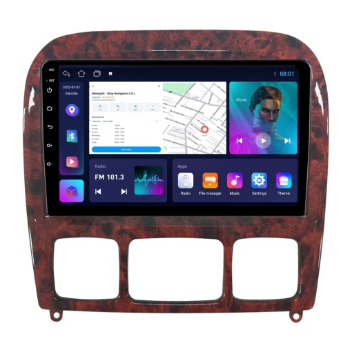 Navigatie Mercedes S-Class W220 (1998-2005) cu Android, 2GB RAM, 32 GB, Ecran IPS 9" 1280 x 720, CarPlay & Android Auto, WiFi, Bluetooth, suport camera DVR