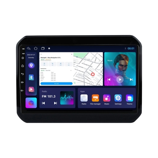 Navigatie Suzuki Ignis III (dupa 2016) cu Android, 1GB RAM, 16 GB, Ecran IPS 9" 1024 x 600, WiFi, Bluetooth, suport camera DVR