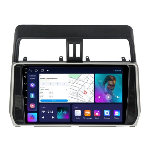 Navigatie Toyota Land Cruiser Prado J150 (dupa 2017) cu Android, 2GB RAM, 32 GB, Ecran IPS 10" 1280 x 720, CarPlay & Android Auto, WiFi, Bluetooth, suport camera DVR