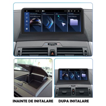 Navigație Android 10.25” pentru BMW X3 E83 (2003-2011), ecran IPS HD, compatibilitate CarPlay & Android Auto, procesor 8 Core, 4GB RAM, 64GB ROM, slot SIM 4G LTE, design integrat perfect.
