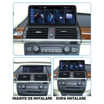 Navigație Android 10.25” pentru BMW X6 E71 (2007-2014), ecran IPS HD, compatibilitate CarPlay & Android Auto, procesor 8 Core, 4GB RAM, 64GB ROM, slot SIM 4G LTE, design integrat OEM."