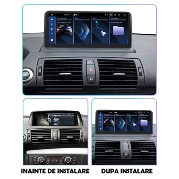 Navigație Android 10.25” pentru BMW Seria 1 E81, E82, E87, E88 (2004-2011), ecran IPS HD, compatibilitate CarPlay & Android Auto, procesor 8 Core, 4GB RAM, 64GB ROM, 4G LTE, design perfect integrat.