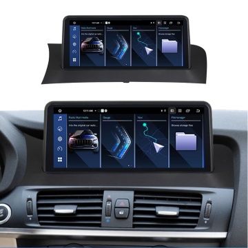 Navigație Android 10.25” pentru BMW X3 F25 NBT  EVO (2011-2017), ecran IPS HD, compatibilitate CarPlay & Android Auto, procesor 8 Core, 4GB RAM, 64GB ROM, slot SIM 4G LTE, design integrat OEM.