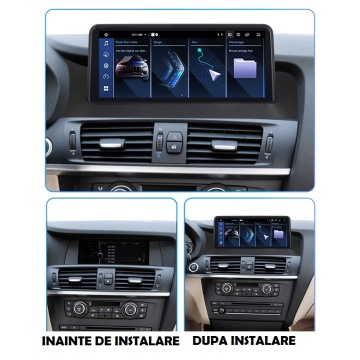 Navigație Android 10.25” pentru BMW X4 F26 NBT (2014-2018), ecran IPS HD, compatibilitate CarPlay & Android Auto, procesor 8 Core, 4GB RAM, 64GB ROM, slot SIM 4G LTE, design integrat OEM.