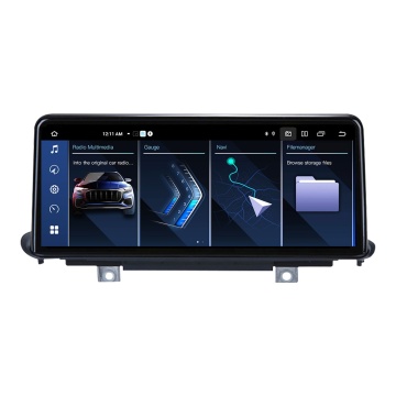 Navigație Android 10.25” pentru BMW X6 F16 / F86 (2014-2019), ecran IPS HD, compatibilitate CarPlay & Android Auto, procesor 8 Core, 4GB RAM, 64GB ROM, slot SIM 4G LTE, design integrat OEM.