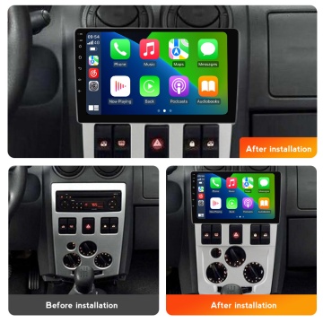 Navigatie Dacia Logan 1 (2004-2008) cu Android, 4GB RAM, 64 GB, Ecran QLED 9 Inch, CarPlay & Android Auto, WiFi, Bluetooth, suport camera DVR - Img 3