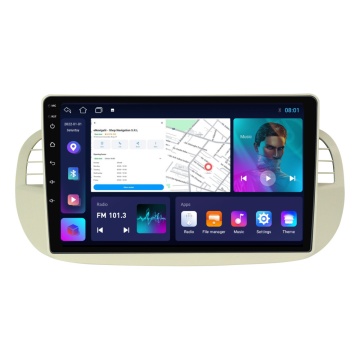Navigatie Fiat 500 (2007-2015) cu Android, 4GB RAM, 64 GB, Ecran QLED 9 Inch, CarPlay & Android Auto, WiFi, Bluetooth, suport camera DVR