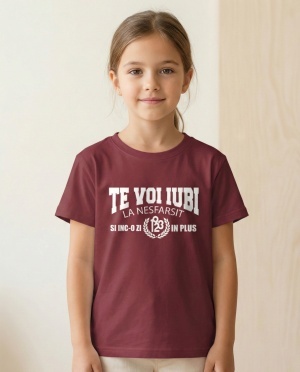 Tricou Clasic Te voi iubi la nesfarsit (Visiniu) - Img 4