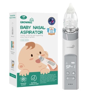 Aspirator nazal electric reîncărcabil pentru bebeluși – 3 niveluri de aspirare, muzică și lumină, 3 capete din silicon