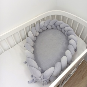 Baby Nest 2 în 1 din catifea, cu saltea și protecție - Gray - Img 2