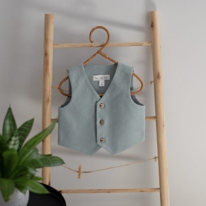 Costum botez băieți verde vestă cu pantaloni - Img 2