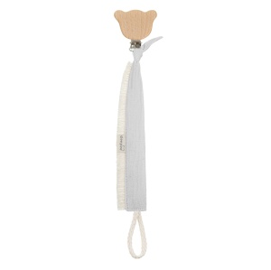 Lanț cu clips pentru suzetă Boho – Gri
